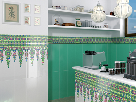 Керамическая плитка коллекции «Праздник красок зеленый» бренда Керама Марацци